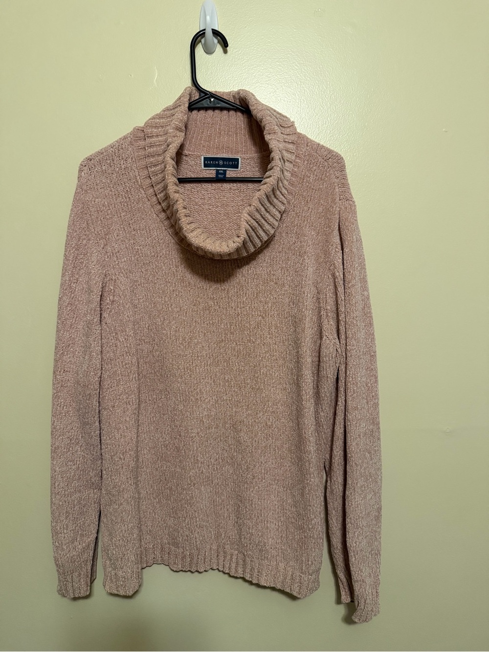 Karen Scott Blush Chenille Cowl Neck Sweater